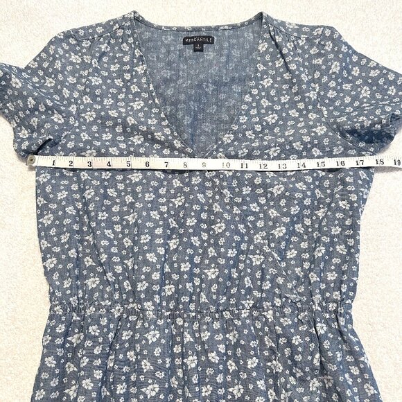 J. Crew Mercantile blue chambray floral print faux wrap dress - Picture 9 of 11